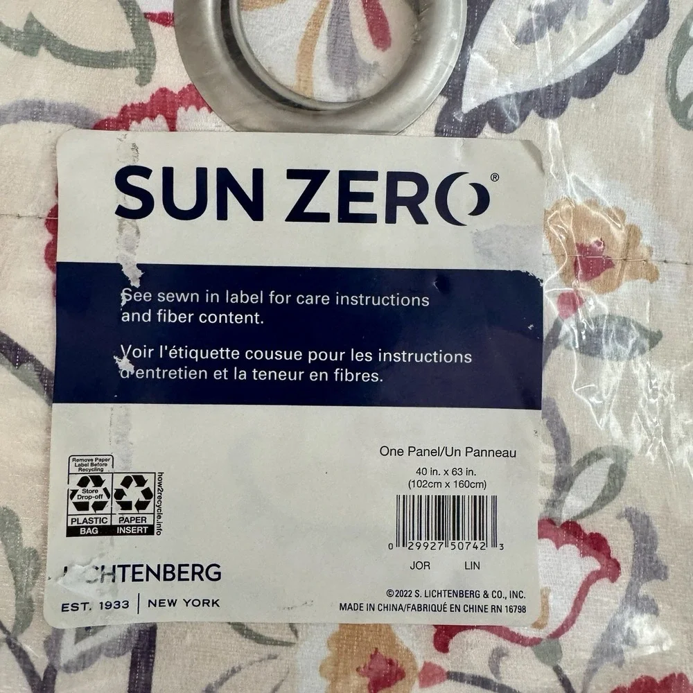 Sun Zero‎ Lichtenberg Floral Grommet Curtain 40x63in. Light Filtering 1 Panel